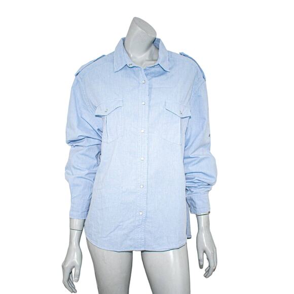 IRO RAQUEL Women's Button up Shirt Blue Cotton Long Sleeve Size 1 - Picture 1 of 8
